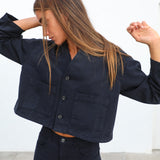 Buttons Denim Jacket Navy