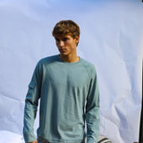 Soft Long Trendy Pocket T-shirt Light Blue