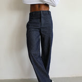 Button Stripes Comfy Pants Navy
