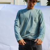 Soft Long Trendy Pocket T-shirt Light Blue