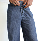 Button Stripes Comfy Pants Navy