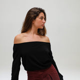 Off-Shoulder Tencel Blouse Black