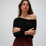 Off-Shoulder Tencel Blouse Black