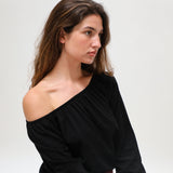 Off-Shoulder Tencel Blouse Black