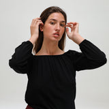 Off-Shoulder Tencel Blouse Black