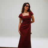 Square Linen Dress Cherry