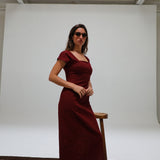 Square Linen Dress Cherry