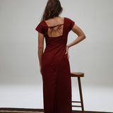 Square Linen Dress Cherry