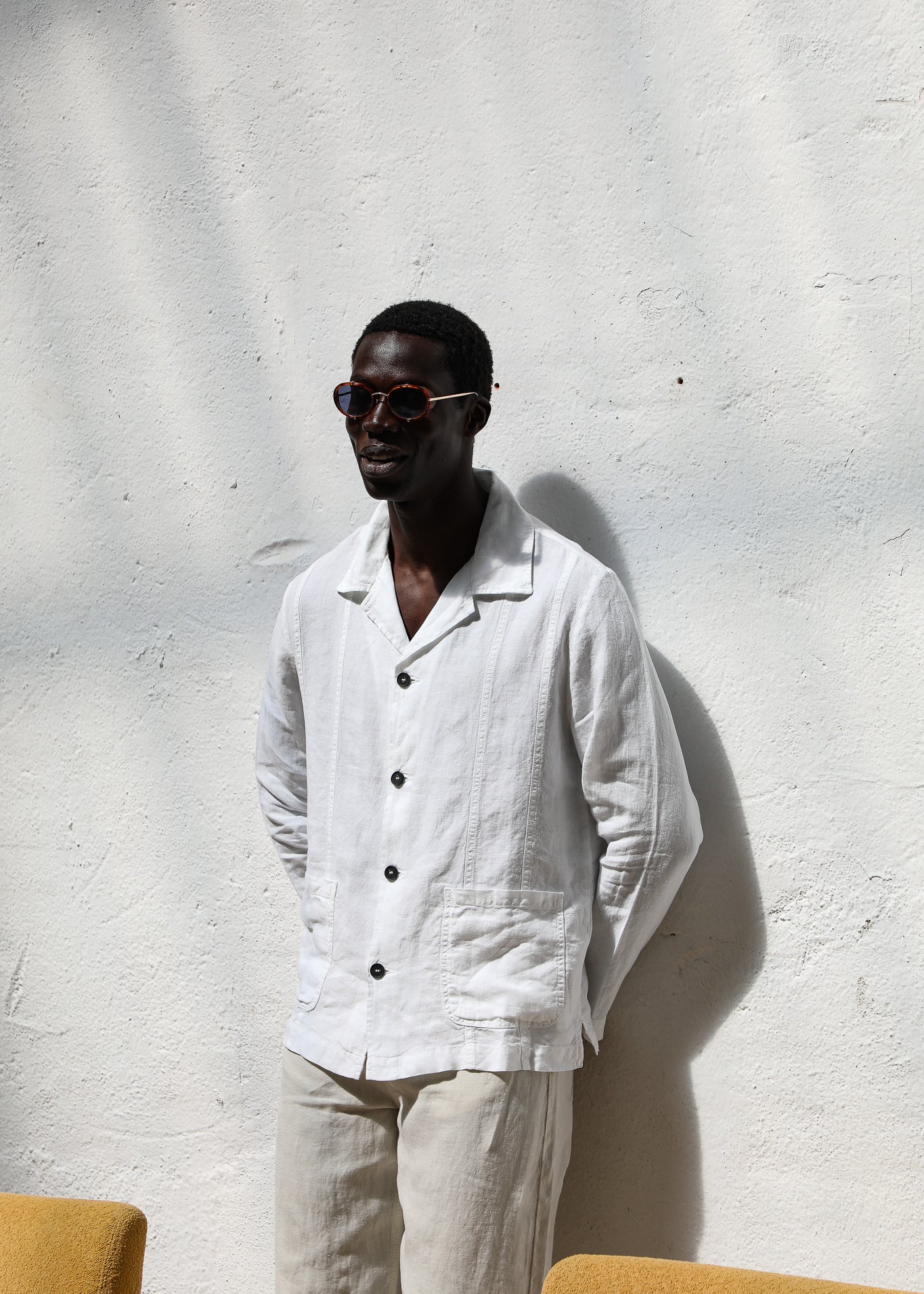 Linen Blazer Guayabera White