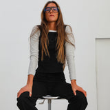 Triple Tone Long T-Shirt Black