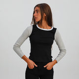 Triple Tone Long T-Shirt Black
