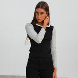 Triple Tone Long T-Shirt Black