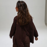 Linen Open Back Jacket Brown