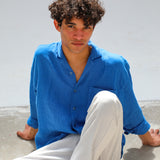 Blazer Linen Shirt Blue