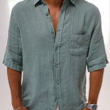Short Linen Shirt Teal