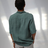 Short Linen Shirt Teal