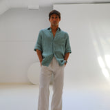 Short Linen Shirt Teal