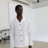 Linen Blazer Guayabera White