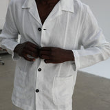 Linen Blazer Guayabera White