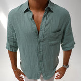 Short Linen Shirt Teal