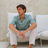 Short Linen Shirt Teal