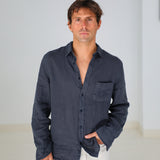 Linen Pocket Shirt Dark Navy