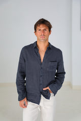 Linen Pocket Shirt Dark Navy