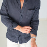 Linen Pocket Shirt Dark Navy