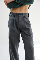 Modern Pleated Linen Pants Grey