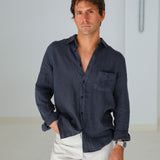 Linen Pocket Shirt Dark Navy