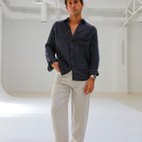 Linen Pocket Shirt Dark Navy