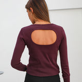 Back Hole Long T-Shirt Burgundy