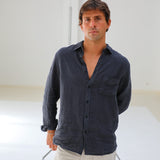 Linen Pocket Shirt Dark Navy