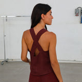 Crossed Linen Top Burgundy