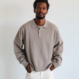 Classic Polo Knit Sweater Beige