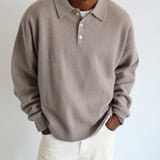 Classic Polo Knit Sweater Beige