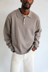 Classic Polo Knit Sweater Beige
