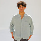 Mao Linen Shirt Light Blue