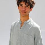 Mao Linen Shirt Light Blue