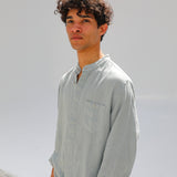 Mao Linen Shirt Light Blue
