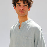 Mao Linen Shirt Light Blue