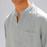 Mao Linen Shirt Light Blue
