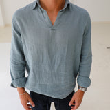 Linen Modern Polo Slate Grey