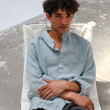 Mao Linen Shirt Light Blue