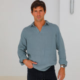 Linen Modern Polo Slate Grey