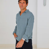 Linen Modern Polo Slate Grey