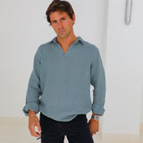 Linen Modern Polo Slate Grey