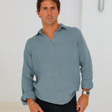Linen Modern Polo Slate Grey