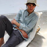 Mao Linen Shirt Light Blue
