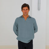 Linen Modern Polo Slate Grey